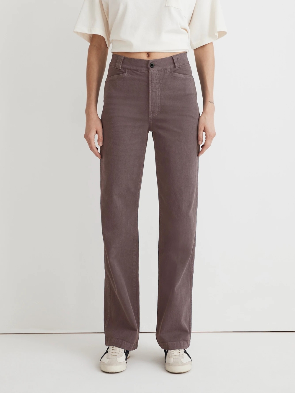 Madewell The Emmett Wide-Leg Pant: Garment Dyed Edition Chalked Fig